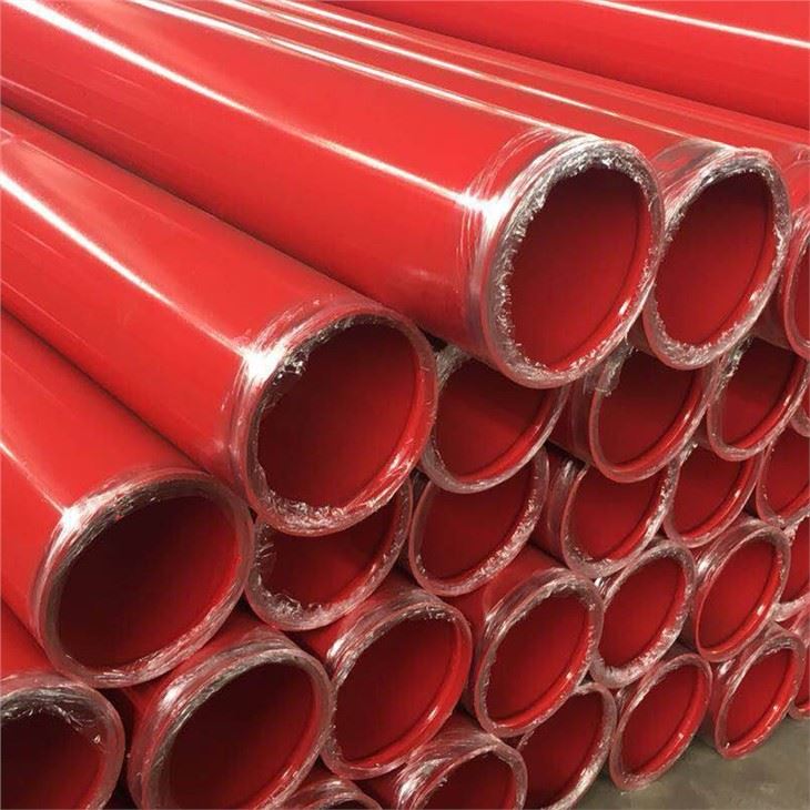 ASTM A795 ریڈ پینٹ اسٹیل پائپ نالے ہوئے سروں کے ساتھ